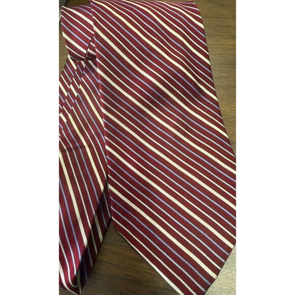 Brooks Brothers 346 Burgundy, Silver, Periwinkle Necktie, NWOT - Picture 1 of 2